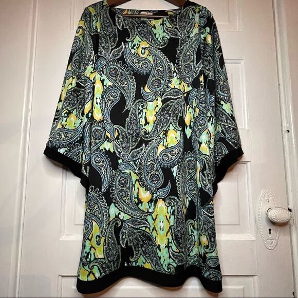Emma & Michele Paisley Print Tapered Loose Sleeve Dress - Picture 3 of 11